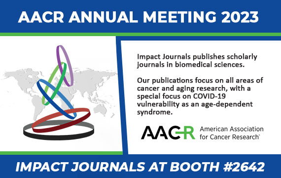 Visit booth #2642 at the AACR Annual Meeting 2023 to connect with members of the Aging team.